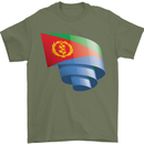 Curled Eritrean Flag Eritrea Flag Day Football Mens T-Shirt 100% Cotton Military Green