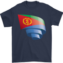 Curled Eritrean Flag Eritrea Flag Day Football Mens T-Shirt 100% Cotton Navy Blue