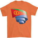 Curled Eritrean Flag Eritrea Flag Day Football Mens T-Shirt 100% Cotton Orange