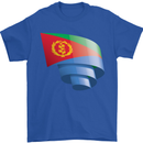Curled Eritrean Flag Eritrea Flag Day Football Mens T-Shirt 100% Cotton Royal Blue