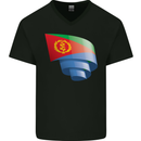 Curled Eritrean Flag Eritrea Flag Day Football Mens V-Neck Cotton T-Shirt Black