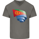 Curled Eritrean Flag Eritrea Flag Day Football Mens V-Neck Cotton T-Shirt Charcoal