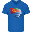 Curled Eritrean Flag Eritrea Flag Day Football Mens V-Neck Cotton T-Shirt Royal Blue