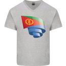 Curled Eritrean Flag Eritrea Flag Day Football Mens V-Neck Cotton T-Shirt Sports Grey