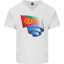 Curled Eritrean Flag Eritrea Flag Day Football Mens V-Neck Cotton T-Shirt White