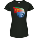 Curled Eritrean Flag Eritrea Flag Day Football Womens Petite Cut T-Shirt Black
