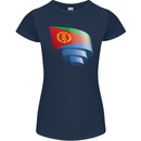 Curled Eritrean Flag Eritrea Flag Day Football Womens Petite Cut T-Shirt Navy Blue