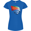 Curled Eritrean Flag Eritrea Flag Day Football Womens Petite Cut T-Shirt Royal Blue