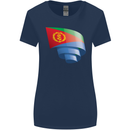 Curled Eritrean Flag Eritrea Flag Day Football Womens Wider Cut T-Shirt Navy Blue