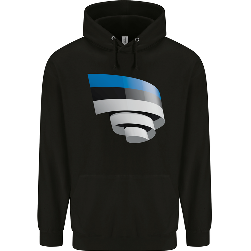 Curled Estonia Flag Estonian Day Football Childrens Kids Hoodie Black