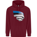Curled Estonia Flag Estonian Day Football Childrens Kids Hoodie Maroon