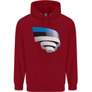 Curled Estonia Flag Estonian Day Football Childrens Kids Hoodie Red