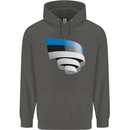 Curled Estonia Flag Estonian Day Football Childrens Kids Hoodie Storm Grey