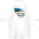 Curled Estonia Flag Estonian Day Football Cotton Apron 100% Organic White