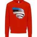 Curled Estonia Flag Estonian Day Football Kids Sweatshirt Jumper Bright Red