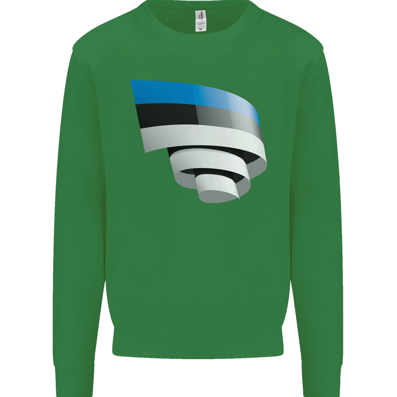 Curled Estonia Flag Estonian Day Football Kids Sweatshirt Jumper Irish Green
