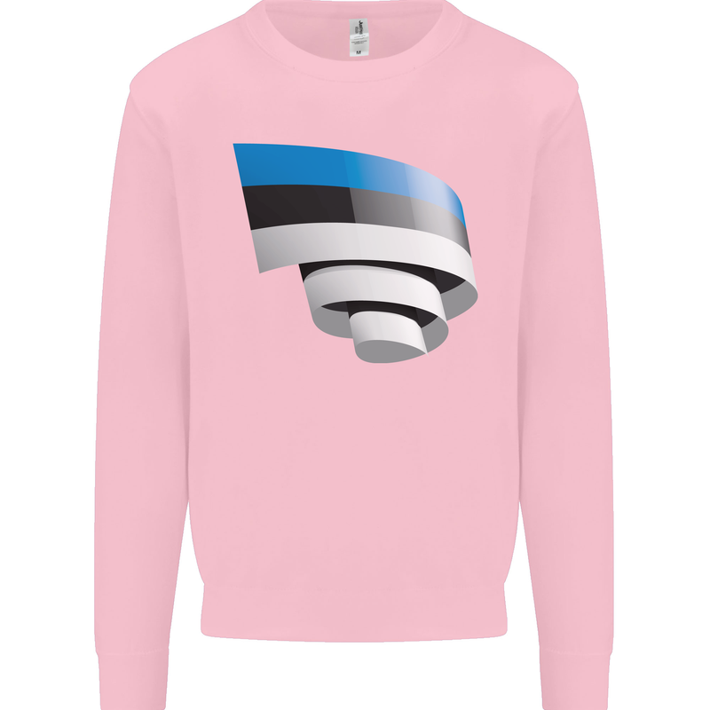 Curled Estonia Flag Estonian Day Football Kids Sweatshirt Jumper Light Pink