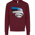 Curled Estonia Flag Estonian Day Football Kids Sweatshirt Jumper Maroon
