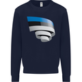 Curled Estonia Flag Estonian Day Football Kids Sweatshirt Jumper Navy Blue