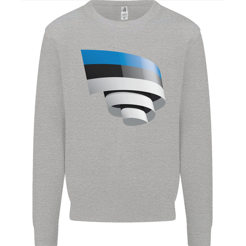 Curled Estonia Flag Estonian Day Football Kids Sweatshirt Jumper Sports Grey