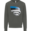 Curled Estonia Flag Estonian Day Football Kids Sweatshirt Jumper Storm Grey