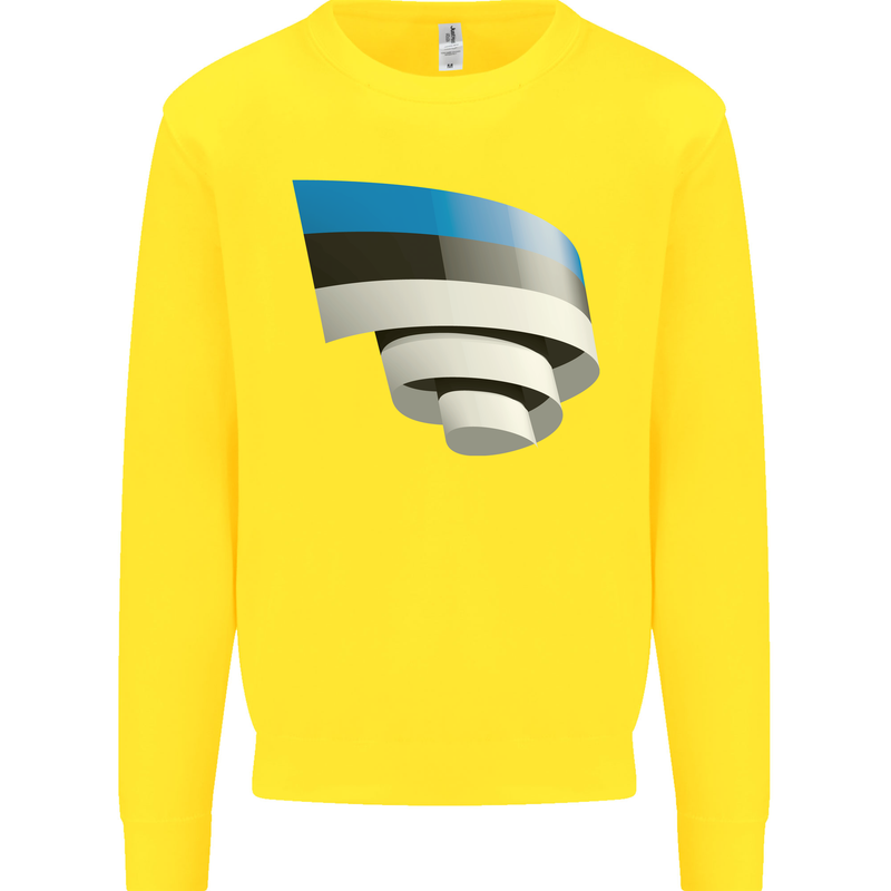 Curled Estonia Flag Estonian Day Football Kids Sweatshirt Jumper Yellow