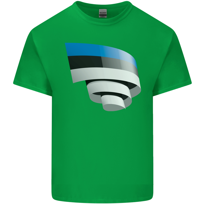 Curled Estonia Flag Estonian Day Football Kids T-Shirt Childrens Irish Green