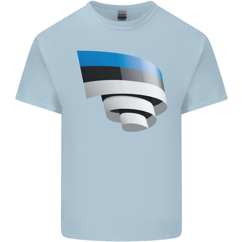 Curled Estonia Flag Estonian Day Football Kids T-Shirt Childrens Light Blue