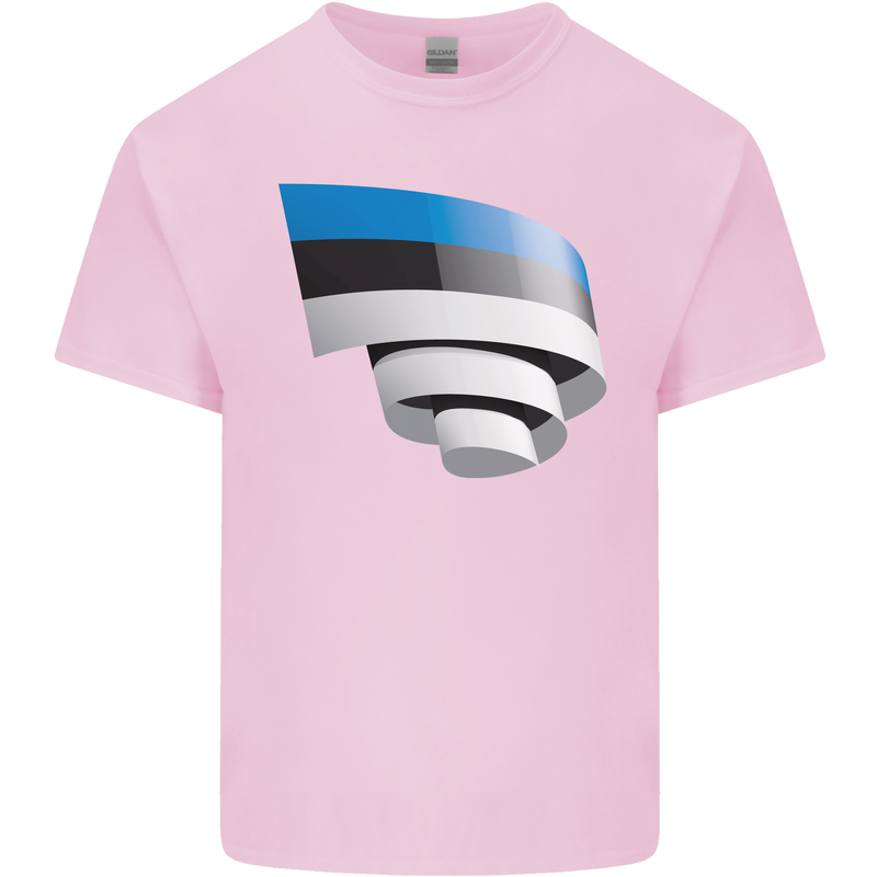 Curled Estonia Flag Estonian Day Football Kids T-Shirt Childrens Light Pink