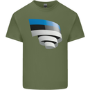 Curled Estonia Flag Estonian Day Football Mens Cotton T-Shirt Tee Top Military Green