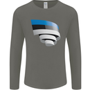 Curled Estonia Flag Estonian Day Football Mens Long Sleeve T-Shirt Charcoal