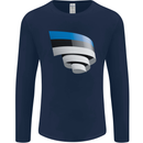 Curled Estonia Flag Estonian Day Football Mens Long Sleeve T-Shirt Navy Blue
