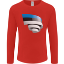 Curled Estonia Flag Estonian Day Football Mens Long Sleeve T-Shirt Red