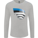 Curled Estonia Flag Estonian Day Football Mens Long Sleeve T-Shirt Sports Grey