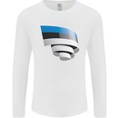 Curled Estonia Flag Estonian Day Football Mens Long Sleeve T-Shirt White