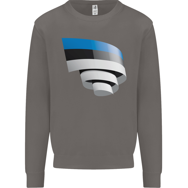 Curled Estonia Flag Estonian Day Football Mens Sweatshirt Jumper Charcoal