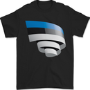 Curled Estonia Flag Estonian Day Football Mens T-Shirt 100% Cotton Black