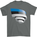 Curled Estonia Flag Estonian Day Football Mens T-Shirt 100% Cotton Charcoal