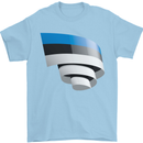Curled Estonia Flag Estonian Day Football Mens T-Shirt 100% Cotton Light Blue