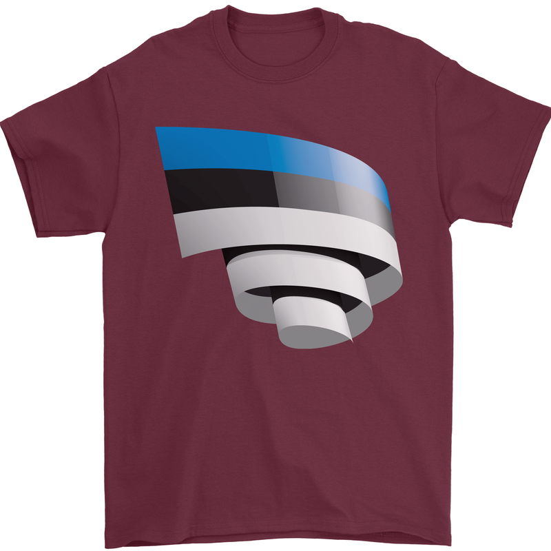 Curled Estonia Flag Estonian Day Football Mens T-Shirt 100% Cotton Maroon