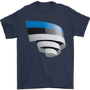 Curled Estonia Flag Estonian Day Football Mens T-Shirt 100% Cotton Navy Blue