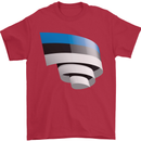 Curled Estonia Flag Estonian Day Football Mens T-Shirt 100% Cotton Red