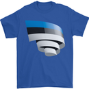 Curled Estonia Flag Estonian Day Football Mens T-Shirt 100% Cotton Royal Blue