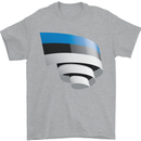 Curled Estonia Flag Estonian Day Football Mens T-Shirt 100% Cotton Sports Grey
