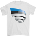 Curled Estonia Flag Estonian Day Football Mens T-Shirt 100% Cotton White
