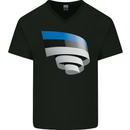 Curled Estonia Flag Estonian Day Football Mens V-Neck Cotton T-Shirt Black