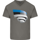 Curled Estonia Flag Estonian Day Football Mens V-Neck Cotton T-Shirt Charcoal