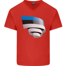 Curled Estonia Flag Estonian Day Football Mens V-Neck Cotton T-Shirt Red