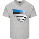 Curled Estonia Flag Estonian Day Football Mens V-Neck Cotton T-Shirt Sports Grey