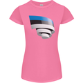 Curled Estonia Flag Estonian Day Football Womens Petite Cut T-Shirt Azalea